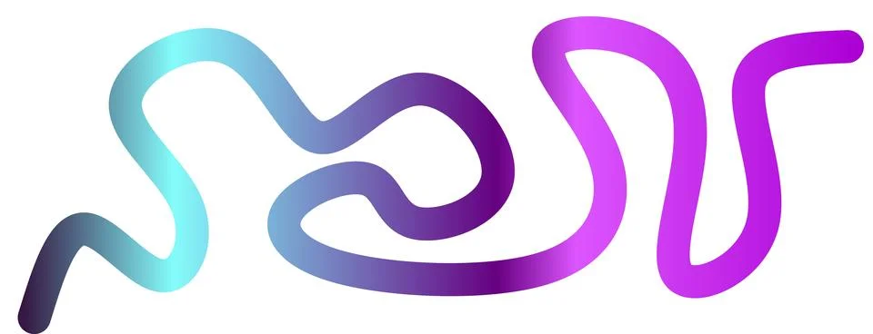 Abstract gradient wavy line, fluid purple and blue curve, isolated path Illustrazione stock