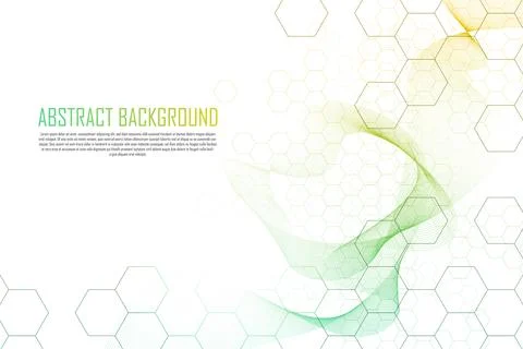 Abstract gradient wavy lines background with hexagonal lines. Vector. 스톡 일러스트