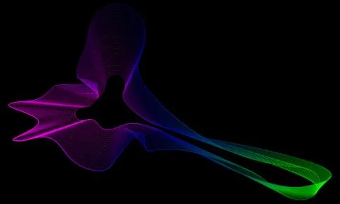 Abstract gradient wavy lines on a black background Illustrazione stock