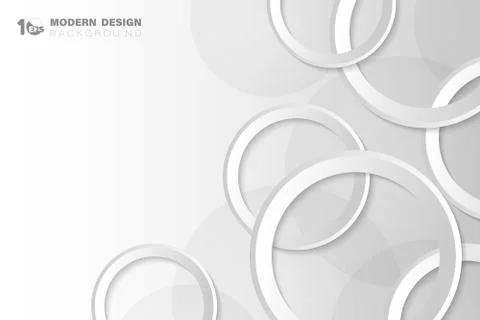 Abstract gradient white and gray circle technology shape tech design artwork Illustrazione stock
