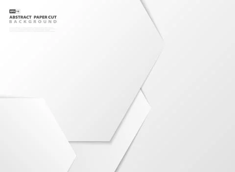 Abstract gradient white hexagonal pattern design paper cut background. Stock Illustration