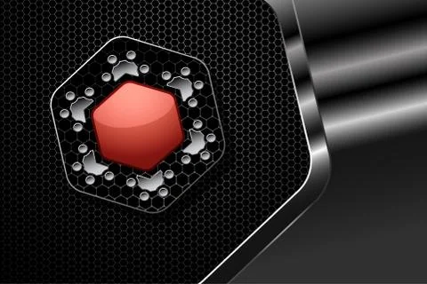 Abstract gradient white mesh background with hexagon red and gray shapes in t Stock Illustration