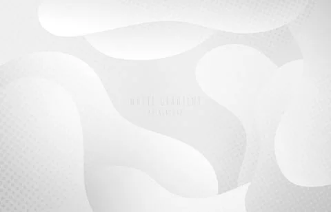 Abstract gradient white organic fluid template with dot halftone artwork. Illustrazione stock