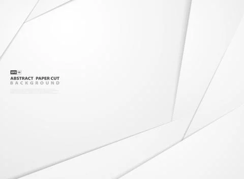 Abstract gradient white paper cut shape pattern design background. Stock Illustration