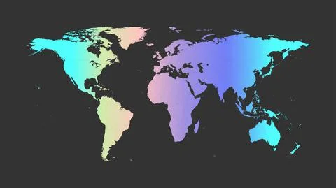 Abstract gradient world map vector illustration isolated on a black background. 스톡 일러스트