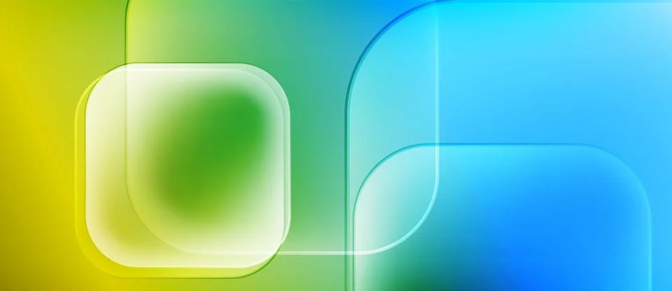 Abstract gradients blend yellow, green, turquoise. Overlapping rectangles create イラスト素材