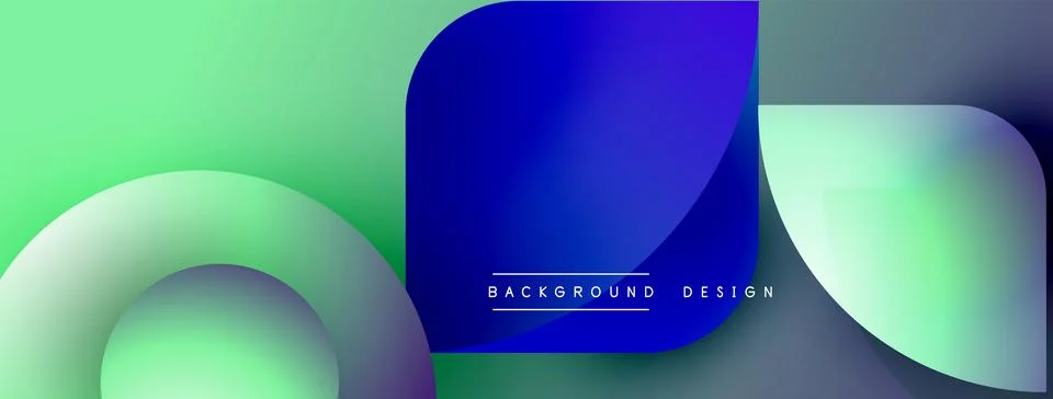 Abstract gradients form dynamic shapes. Blue, green hues blend, creating modern 库存插图