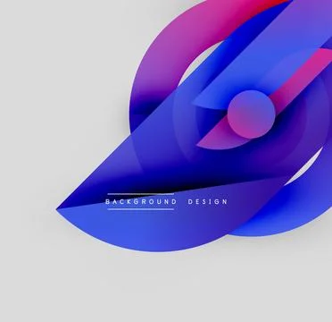 Abstract gradients form dynamic shapes. Vivid blues, purples, magenta create Stock Illustration
