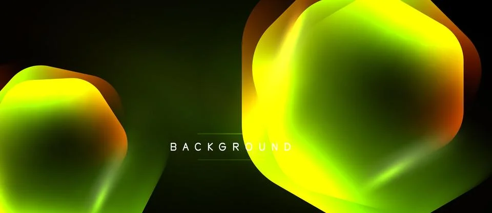 Abstract gradients form hexagonal shapes over dark background. Vibrant yellow Stockillustratie