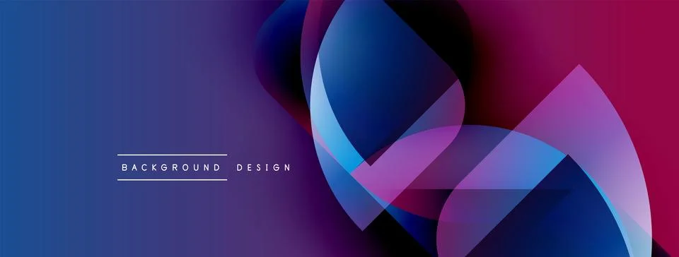 Abstract gradients overlap, creating dynamic visual effect. Blue, purple, pink Stock Illustration