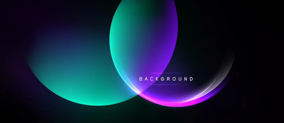 Abstract gradients overlap, creating vibrant visual effect. Dark background Stock Illustration