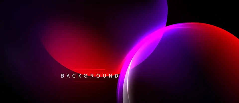 Abstract gradients overlap, creating vibrant shapes. Dark background emphasiz Иллюстрация