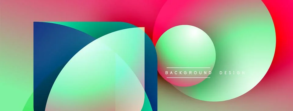 Abstract gradients, overlapping shapes create modern visual. Soft color Illustrazione stock