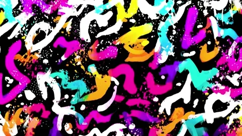 Abstract Graffiti Background With Colorful Scribbles on Black Stock Footage 315504610