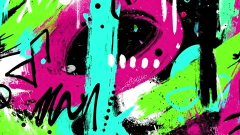 Abstract Graffiti Background With Cyan Pink and Green Paint Shapes Video stock 315539076