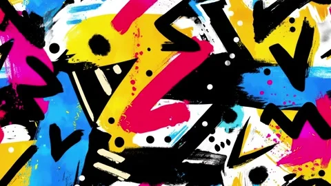 Abstract Graffiti Background With Magenta Zigzag and Geometric Shapes Stock-Footage 315512838