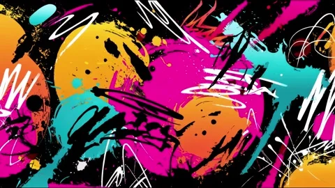 Abstract Graffiti Background With Orange Orbs and White Scribble Marks Video stock 315539308