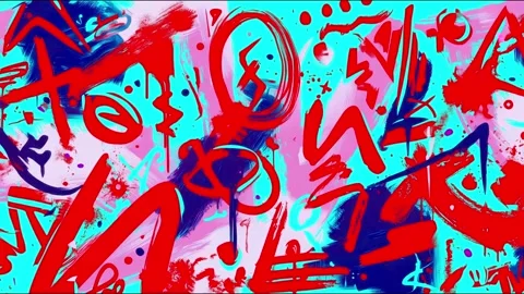 Abstract Graffiti Background With Red Cyan Scribbles on Light Blue Video stock 315538907