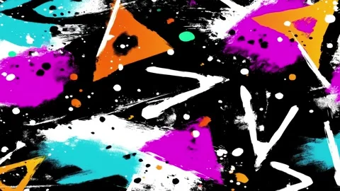 Abstract Graffiti Background With White Arrows and Neon Paint Splashes Видео 315504569