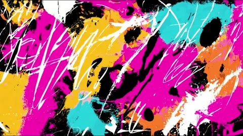 Abstract Graffiti Brush Background With White Scribbles and Neon Paint Stock-Footage 315539212