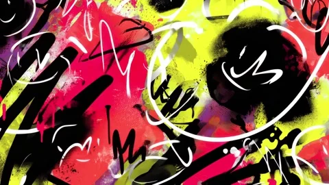 Abstract Graffiti Doodle Background With Yellow Circle and White Marks Stock-Footage 315539067