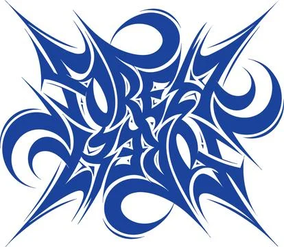 Abstract graffiti element with creative typography and dynamic tribal swirl.. Illustration