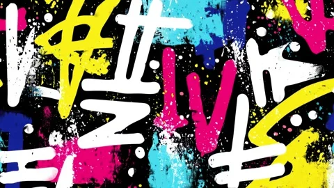 Abstract Graffiti Letter Background With White Marks and Neon Paint Видео 315512233
