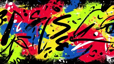 Abstract Graffiti Scribble Background With Neon Red Blue and Yellow Paint Stock Footage 315539172