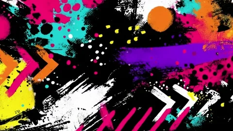Abstract Graffiti Splash Background With Neon Arrow Marks on Black Stock Footage 315539167