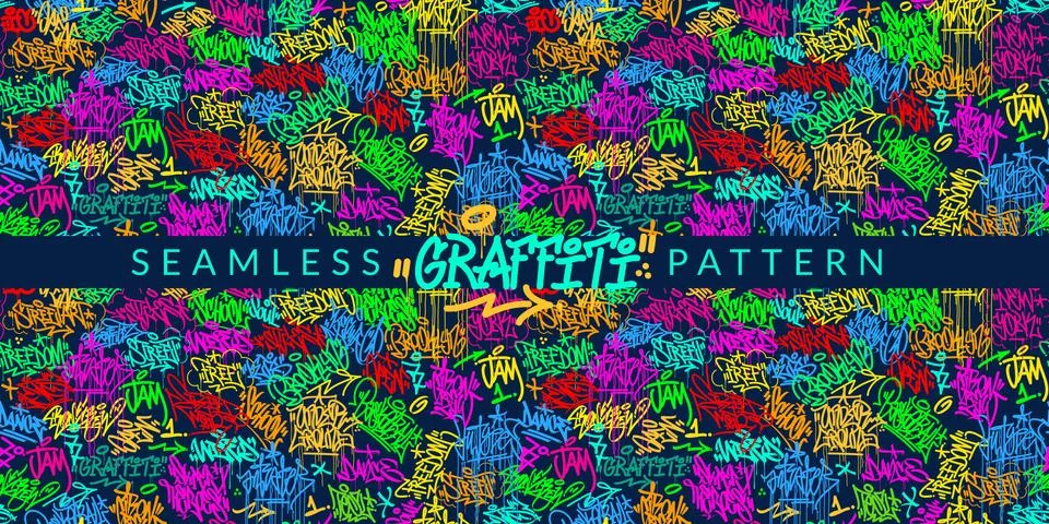 Abstract Graffiti Style Seamless Pattern Vector illustration Background Art Illustrazione stock