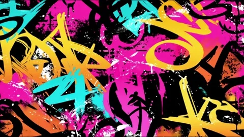 Abstract Graffiti Tag Background With Yellow and Cyan Scribbles Stock Footage 315513393