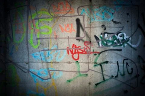 Abstract graffiti on the wall Stock Photos