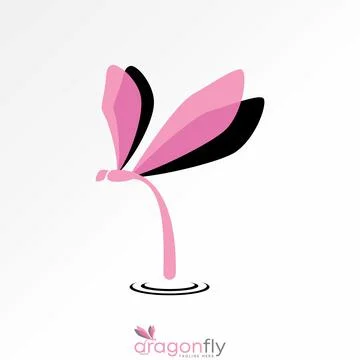 Abstract gragonfly with water drop fall on fresh flora exotic mascot insect Illustrazione stock