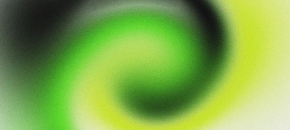 Abstract Grainy Gradient Background with Vibrant Green and Yellow Aura Spiral Stock Illustration