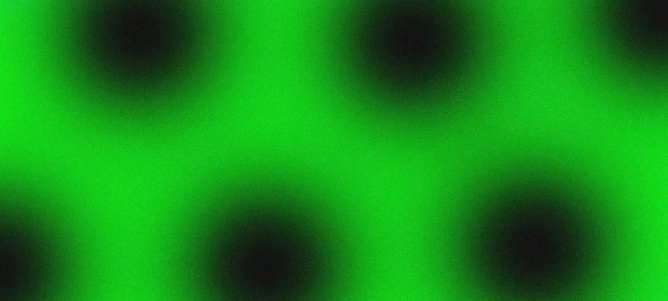 Abstract Grainy Green Gradient Background with Dark Blurred Circles Illustrazione stock