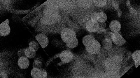Abstract grainy texture with soft light circles on black background Stock-Footage 345045775