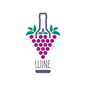 Abstract Grape Bunch Icon with Bottle Stock Illustration