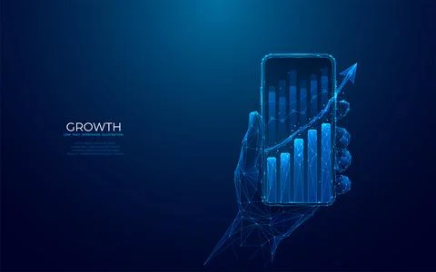 Abstract graph chart on a mobile phone screen in a hand. Stock-Illustration