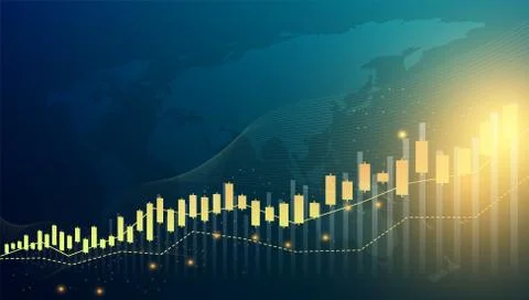Abstract graph chart of stock financial trading on analysis map world backgro Иллюстрация