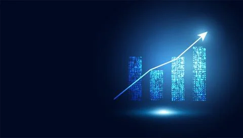 Abstract graph chart of stock financial on dark blue background. Illustrazione stock