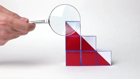 Abstract graph crisis from cubes. Examining falling trende, economy recession Stock Footage 199258416