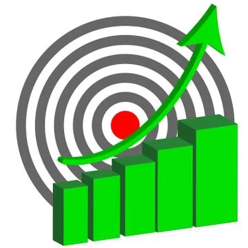 Abstract graph on white background with dartboard Stock Illustration