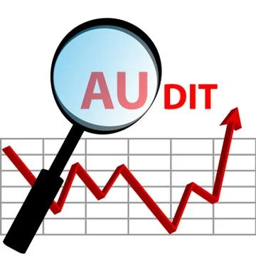 Abstract graph on white background with magnifying glass Stock Illustration