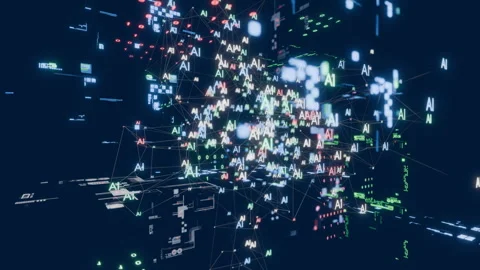 Abstract graphic Agentic AI technology motion background Stock Footage 301075143