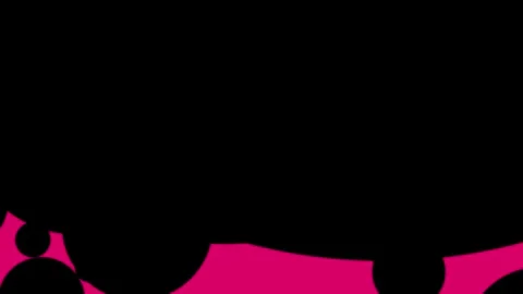 Abstract graphic animation of moving black circles and blobs on a bright pink Stock Footage 332069108