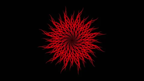 Abstract graphic background of looping shape illusion from center in red Video stock 234617468