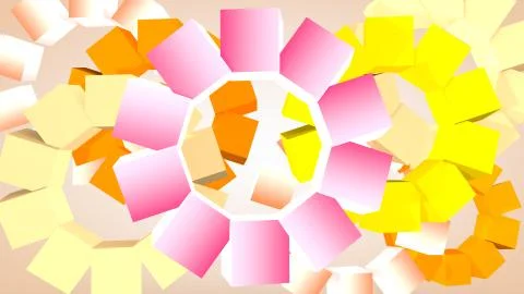 Abstract graphic background from rotating cubes, 3D rendering 스톡 일러스트