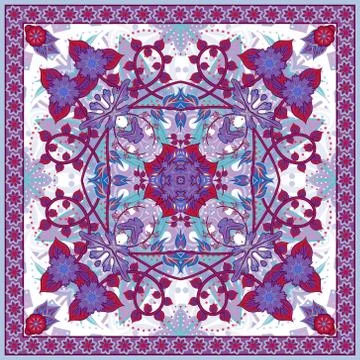 Abstract graphic background, square pattern with Mandala geometric ornament Illustrazione stock