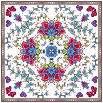 Abstract graphic background, square pattern with Mandala geometric ornament Illustrazione stock