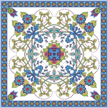 Abstract graphic background, square pattern with Mandala geometric ornament 스톡 일러스트